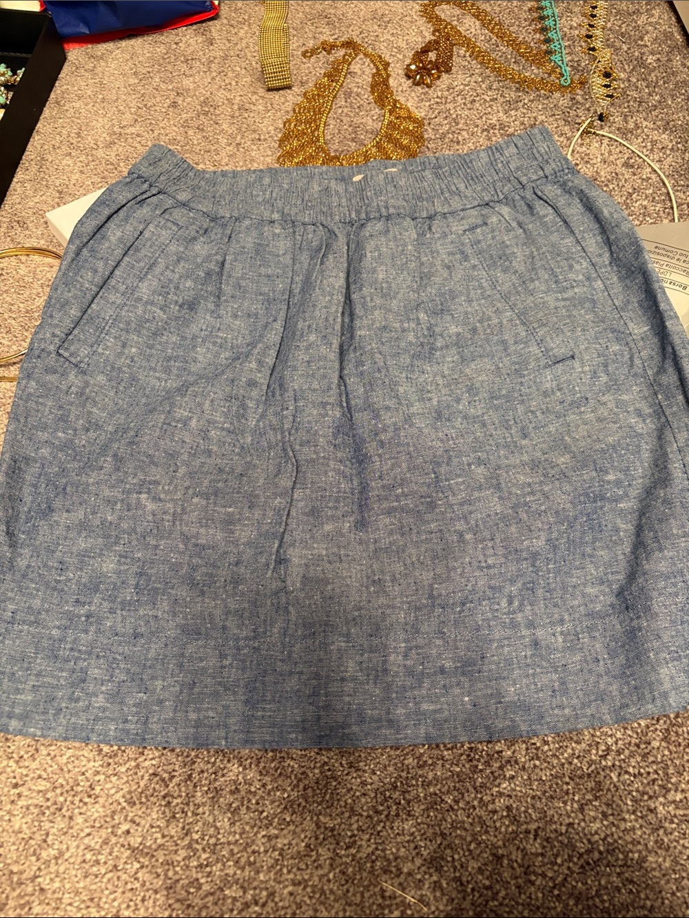 LOFT Light Blue Chambray Mini Skirt